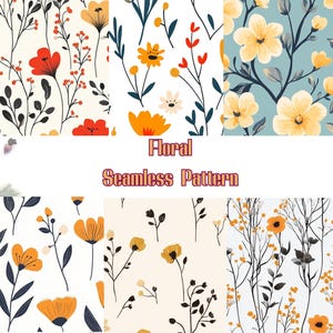 Seamless Flower Digital Paper | Seamless Floral Collage Pattern | Commercial Use | Bright Colorful Rainbow Abstract Summer Scrapbook Paper
