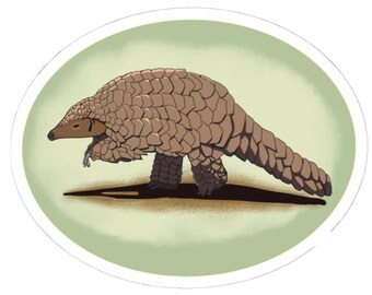 Pangolin Hand-drawn Kiss-Cut Stickers, Cute Animal Decor, Eco Laptop Stickers, Nature Lovers Gifts, Wildlife Enthusiasts