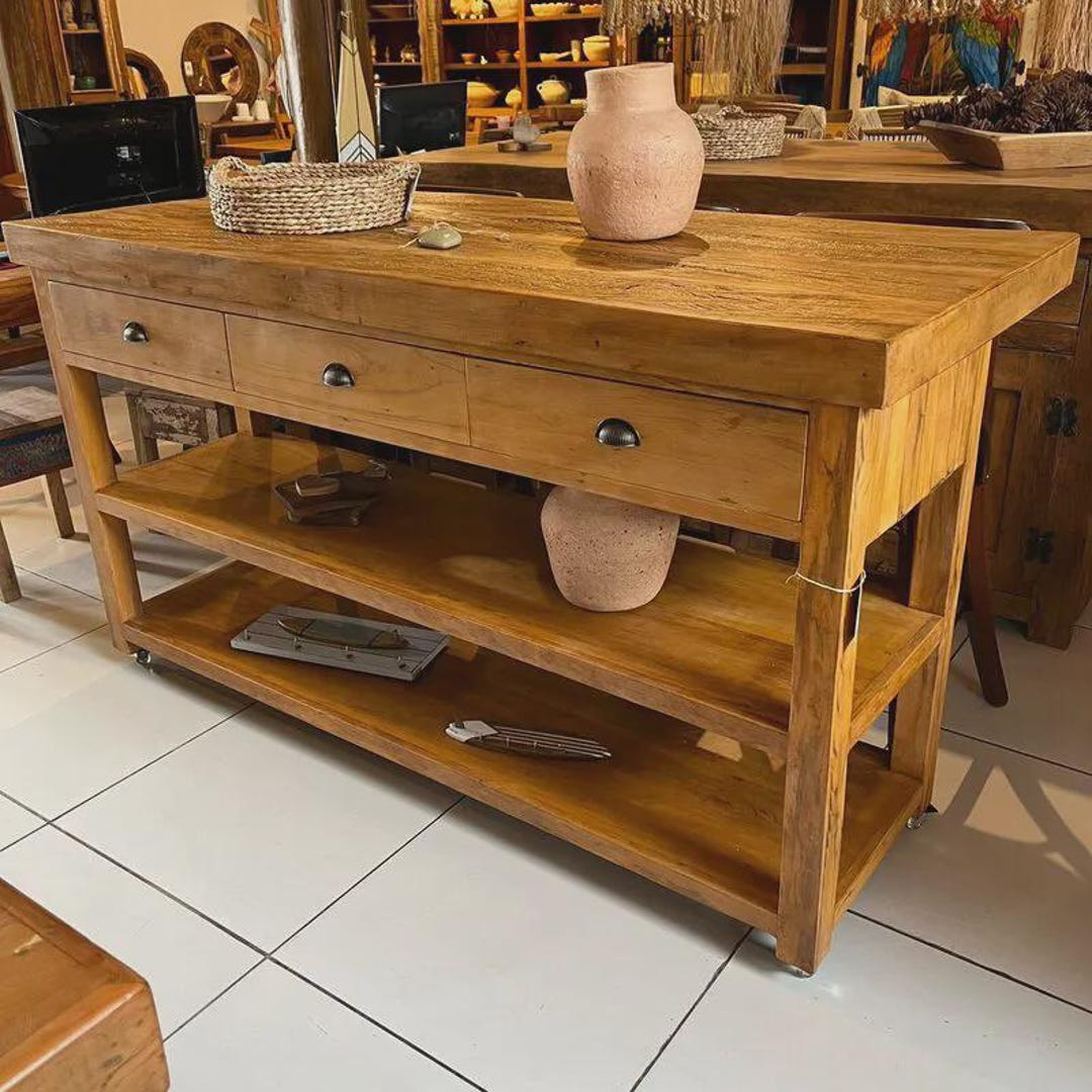 Custom Solid Wood Kitchen Island Handmade Entryway Console Kitchen ...