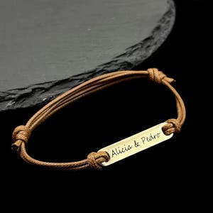 Pulsera personalizada con nombre para mujer – Brazalete ajustable de acero inoxidable y cuero – Regalo para pareja – Joyería para San Valentín