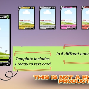 Puede incluir: Plantilla digital de cartas coleccionables con un gr&aacute;fico de nube, disponible en cinco colores de energ&iacute;a. La plantilla incluye una tarjeta lista para texto. El texto en la imagen dice "ESTO NO ES UN PRODUCTO F&Iacute;SICO."