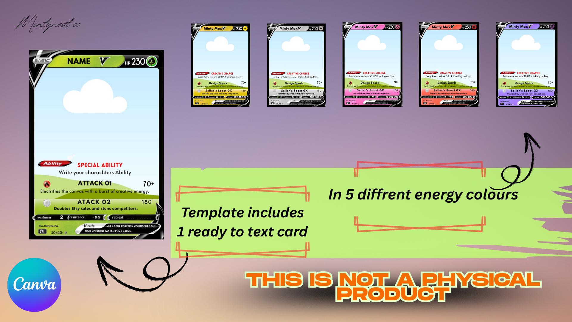 Custom Pokemon Card ,pokemon Card Vstyle Canva Template ,cards to Make ...