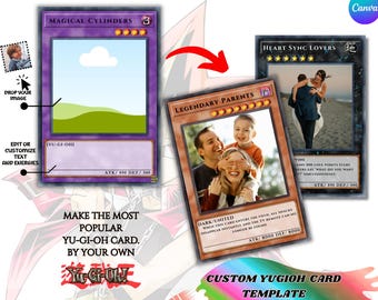 Yu-Gi-Oh!, cartas de juego personalizadas, 5 estilos diferentes de cartas YGO, plantilla de Canva para invitaciones de boda y para niños estilo Yu-Gi-Oh! | descarga digital