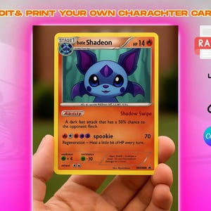 Shadeon Card Custom Pokémon Card Canva Template - Editable Birthday Card for Kids ...