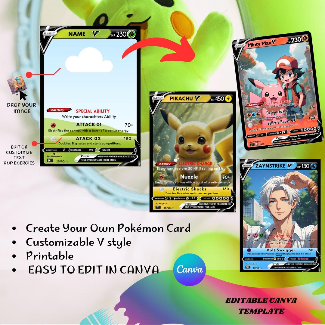 Custom Pokemon Card Canva Template | Pokemon V Style Personalized Trading  Card | Pokemon Poison | Editable Character Card | Digital Download - Etsy