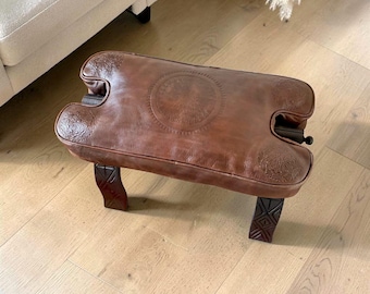 Camel Saddle Cushion Genuine Leather Seat Pad for Vintage Camel Stool, Custom Fit Moroccan Leather Replacement Cushion