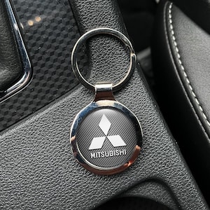 Mitsubishi metal keychain | Custom Metal Keychain with Mitsubishi Logo – Handmade Key Ring, Personalized Gift | Stylish Keyring for car fans