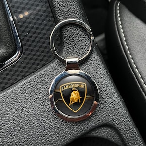 Lamborghini metal keychain | Custom Metal Keychain with Lamborghini Logo – Handmade Key Ring, Personalized Gift Stylish Keyring for car fans