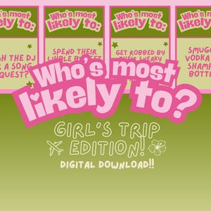 Chi è più probabile che: Edizione festiva per ragazze / Carte per giochi alcolici piccanti / Gioco di società stampabile con download immediato