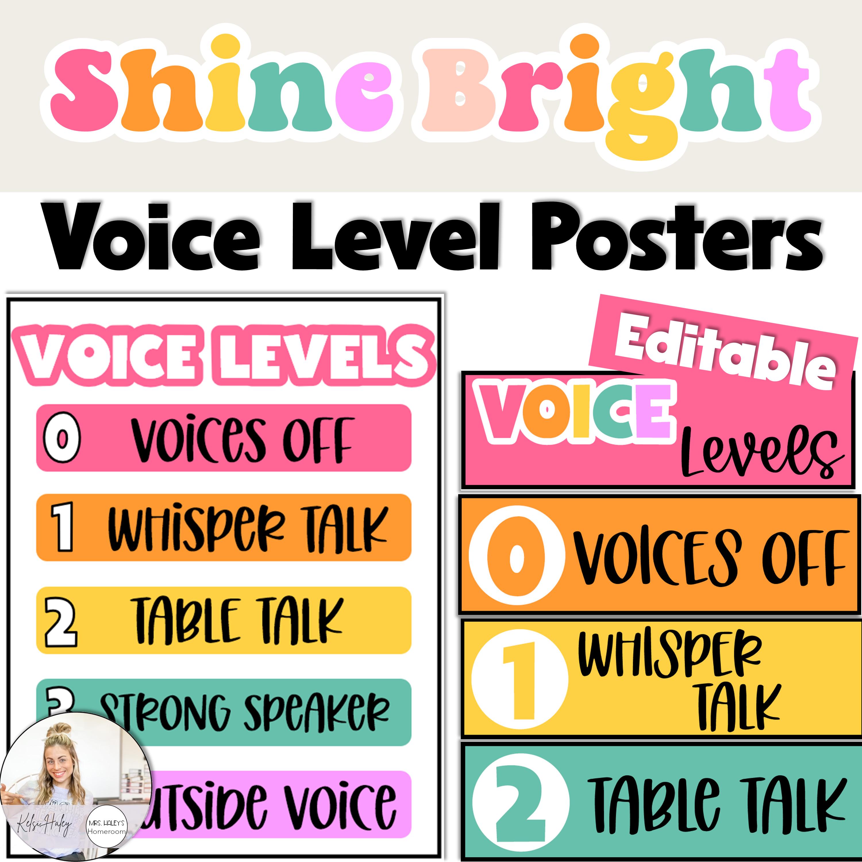 Voice Level Posters Shine Bright Classroom Decor Editable Voice Charts ...