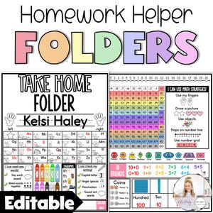Take Home Folder Covers | Editable | Homework Helpers for Math and Literacy