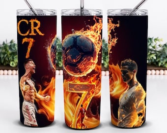 Cristiano Ronaldo CR7 Tumbler PNG Soccer Sublimation Design 20 Oz