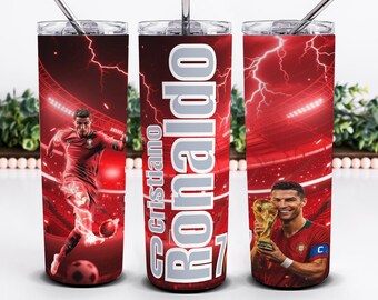 Cristiano Ronaldo Tumbler Wrap, CR7 PNG-fil digital nedladdning 20oz Tumbler Design
