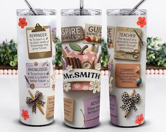 Customizable Teacher Life Tumbler Wrap PNG and pdf, 20oz Skinny Tumbler Design, Sublimation Download