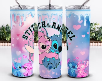 Stitch and Angel Tumbler Wrap, 20oz Skinny Tumbler Design png (Digital Download)