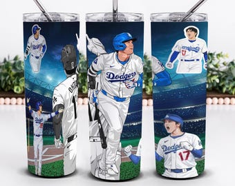 Shohei Ohtani Dodgers 20oz Tumbler Wrap, Baseball Sublimation Design PNG