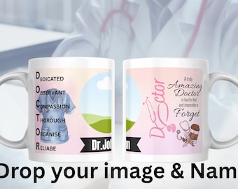 Custom Doctor Mugs, Personalized Photo Coffee Cup (Digital Download)