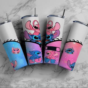Stitch and Angel Tumbler Wrap 20 oz Skinny Tumbler nouveau zip Design Téléchargement numérique image 2