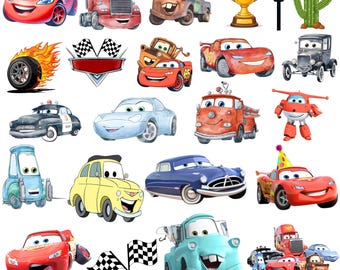 Handritad akvarellbil, Blixten McQueen, Mater handritad akvarell PNG-bilclipart (digital nedladdning)