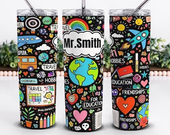 Personalized Customizable Education Tumbler,20oz Skinny Tumbler, Friendship PNG ,eduction digital download