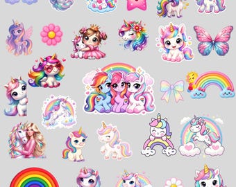 Little Pony ,pastel Unicorn Clipart Bundle, Pony PDF PNG (Digital Download)