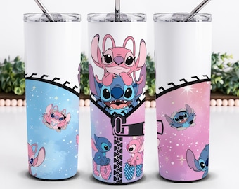 Stitch and Angel Tumbler Wrap 20oz Skinny Tumbler new zip Design Digital Download