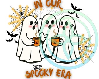 Retro Halloween Ghosts PNG Spooky Season Shirt Design