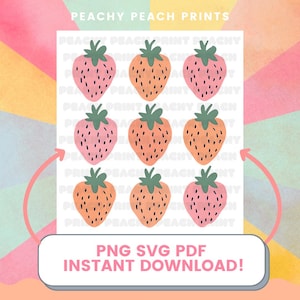 Erdbeere Digital Design SVG PNG PDF, Erdbeere Collage, Obst Png, Pflanzenliebhaber Cottage Core Print, niedliches Artsy Erdbeere Clipart