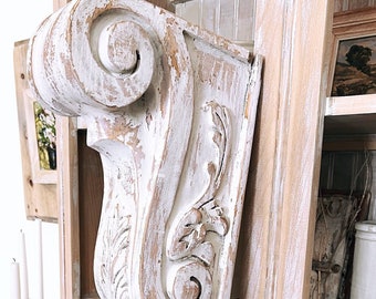 CORBEL 28 length x 10 depth 6 width Large Corbel, white, salvage vintage French furniture, Jeanne d arc living, brocante