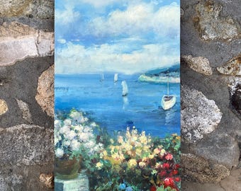 Original Oil, French Style, canvas wood plank, gallery wall,