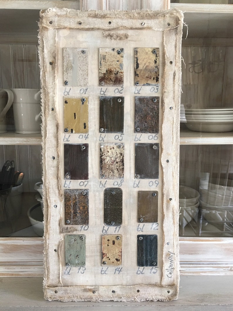 Paint Chart Art French Canvas Tarp linen Salvage Solid Wood - a French Nordic home decor piece to treasure. COME CHECK OUT these gorgeous Etsy handmade decor finds for the home!