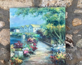 Original Oil, French Style, canvas wood plank, gallery wall,