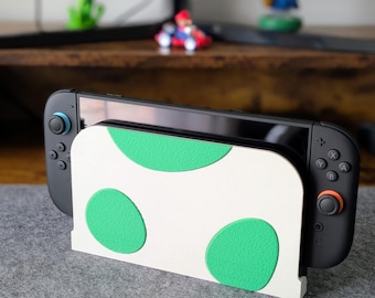 Switch 2 Dock Cover Yoshi Egg Design, Nintendo Gaming Decor, White/Green Gamer Gift