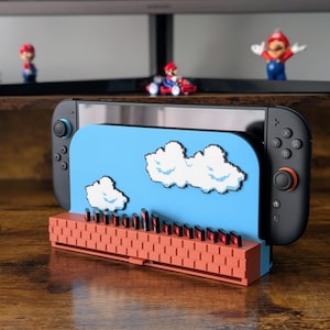 Switch 2 Dock Cover with Game Storage, Super Mario Bros Retro Gaming Nintendo Accessory