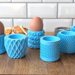 Quirky Geometric Egg Cup Set: Modern Kitchen Tableware