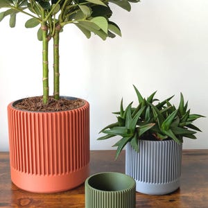 Ribbed Indoor Plant Pot: Contemporary Houseplant Planter, Modern Home Decor