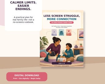 Screen Time Parent Guide for Kids Ages 5-10, ADHD Media Plan (PDF Download)