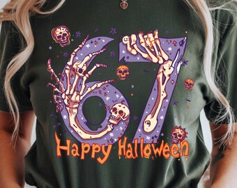 Six Seven Shirt, 6 7 Meme Shirt, Funny Skeleton Hands Tee, Halloween Couples Shirt,Halloween Spooky Season Tee, Trendy Shirt, 67 Couples Tee