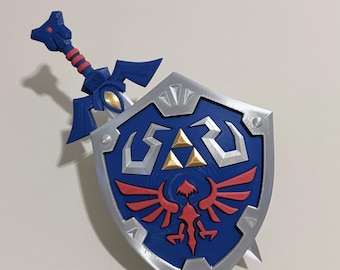 Legend of Zelda Hylian Shield Master Sword Wall Mount | 3D Printed Hyrule Decor
