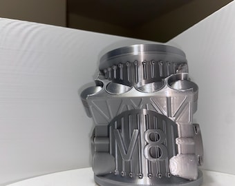 V8 Engine Block 8oz Can Sleeve: Mechanic & Car Lover Gift