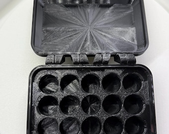 15-Slot 3mL Vial Storage Box, Snap Lock Organizer, Compact Case