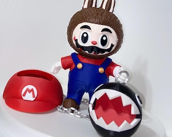 Labubu  Super Mario Collectible – Limited Edition Art Toy for Gamers, Collectors & Nintendo Fans With Chain Chomp