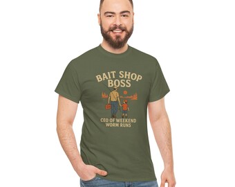 Fishing Humor T-Shirt, Bait Shop Boss Tee, Funny Fishing Gift, Weekend Worm Runs Shirt, Outdoor Dad Humor Apparel, father's day gift