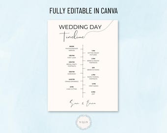Editable Wedding Day Timeline Template | Canva Planner (Instant Download)