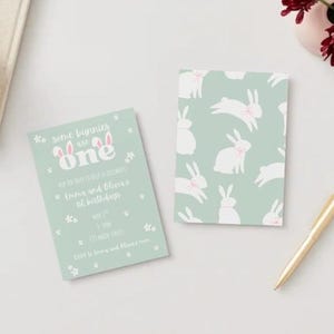 Editable Canva Twin Birthday Invitation | Instant Download | Customizable Twin Party Invite l Some Bunnies are ONE Birthday