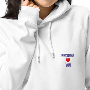 Krishna loves you, Yoga Hoodie Unisex Organic Cotton, - Hare Krishna, Organic Cotton, Yoga Women&#39;s Hoodie, Men&#39;s Hoodie, XS, S, M, L, XL, 2XL, 3XL,