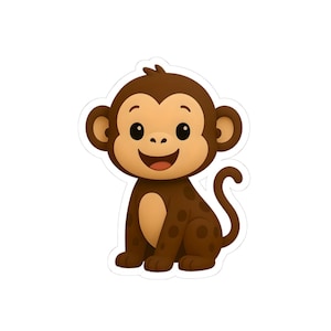 Cute Monkey Kiss-Cut Stickers, Playful Decor for Kids, Laptop Stickers, Fun Gifts for Birthdays, Nursery Decor, Cute Animal Stickers