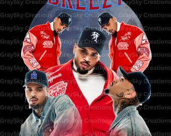 Chris Brown &quot;BREEZY&quot; Collage Art: R&B Music Fan Gift (PNG Digital Download