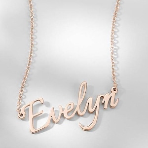 Custom Name Necklace, Personalized Name Necklace, Gold Plated Name Jewelry, Gold Chain, Custom Message Necklace, Birthday Gift for Her