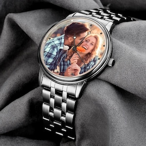 Gegraveerd fotokalenderhorloge, gepersonaliseerd herenhorloge 40 mm, aangepast vriendjescadeau voor mannen, herenhorloge, jubileumcadeau, echtgenoot of vader